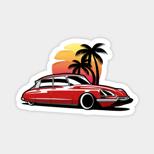 Red Citroen DS Palms Sunset Magnet