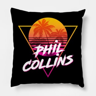 Phil Collins - Proud Name Retro 80s Sunset Aesthetic Design Pillow