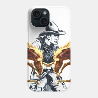 Wild West Rodeo Cowboy is armed and has horses neighing Phone Case