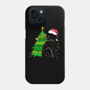 Black Cat christmas light tshirt funny cat lover christmas Phone Case