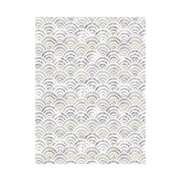 Fish scales japanese pastel white by Remotextiles