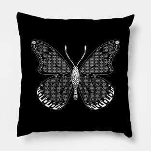 butterfly in wisdom of wonders ecopop wallpaper art tribal zendoodle of flowers Pillow