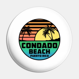 Condado Beach Puerto Rico Tropical Beach Surfing Scuba Surf Vacation Pin