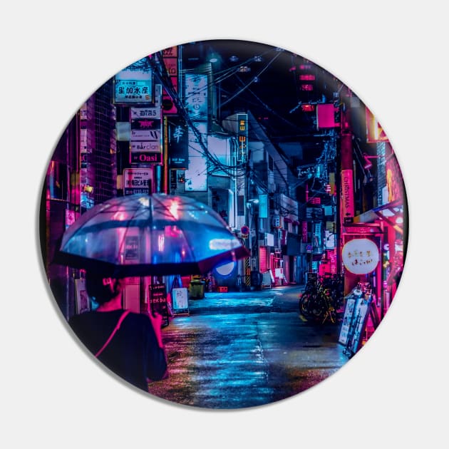 Tokyo Street Neon Synthwave Pin by JeffDesign