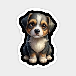 Cute Border Collie Puppy Cartoon Illustration Magnet