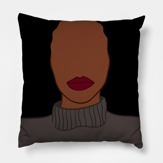 Minimalist Boho African American Woman Pillow by LittleFlairTee