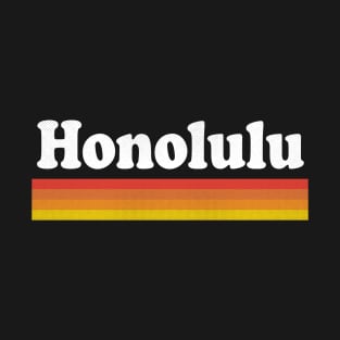 Honolulu, Hawaii - HI Retro Sunset and Text T-Shirt