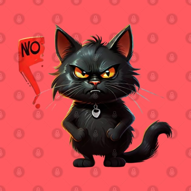 Black Cat Says No: Funny illustration for black cat lover by Ksarter