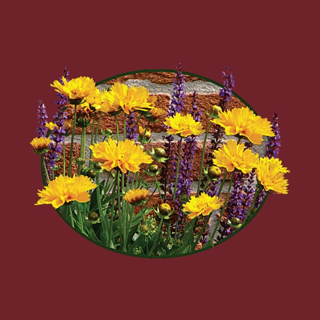 Coreopsis - Yellow Coreopsis With Purple Sage by SusanSavad