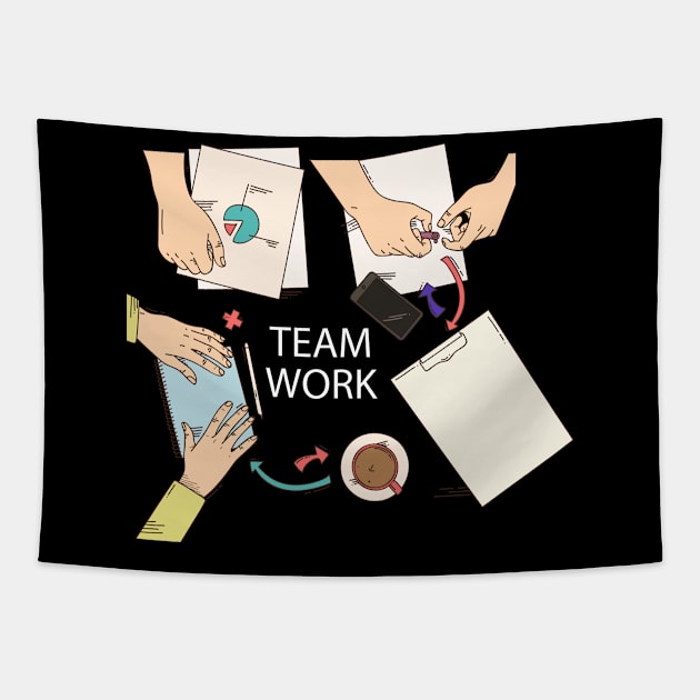 Team Work Illustration Tapestry by Mako Design 