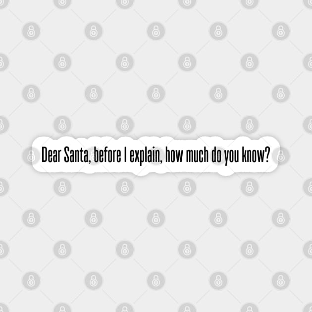 DEAR SANTA BEFORE I EXPLAIN HOW MUCH DO YOU KNOW Magnet by Bombastik