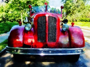 Firemen - Front Of Old Fire Truck Magnet