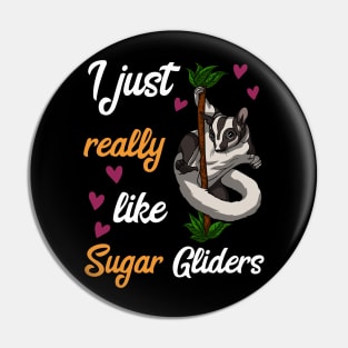 I Just Really Like Sugar Gliders Funny Pet Pin