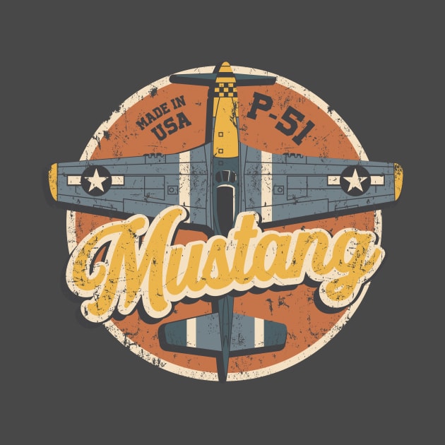 Vintage P51 Mustang USAAF WW2 Fighter Plane by SilverfireDesign