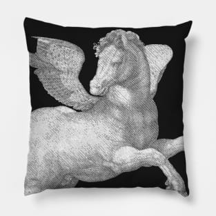 Pegasus With Butterfly Wings Diagonal Line Art Pillow