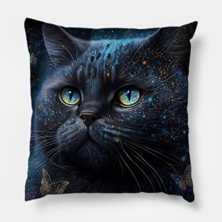 Black Elegant British Shorthair Pillow