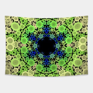 Dot Mandala Flower Blue Green and Yellow Tapestry