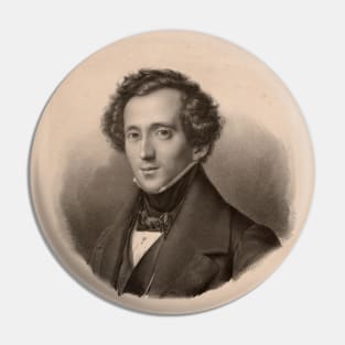 Felix Mendelssohn | Portrait of Felix Mendelssohn and manuscript with original signature Pin