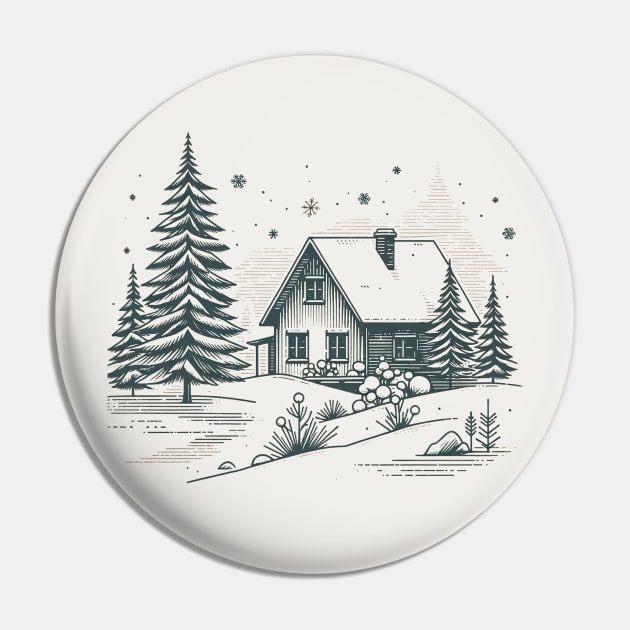 White Christmas: Vintage Musical Christmas Scene Pin by Retro Travel Design