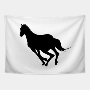 Running  horse on white background, black silhouette Tapestry