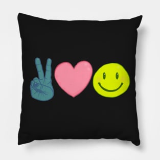 Peace Love Happiness Emoji Pillow