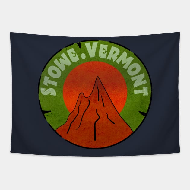 Stowe Vermont Vintage Flat Design Tapestry by Alexander Luminova