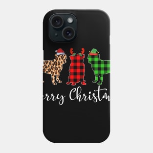 Merry Christmas Leopard Red Green Plaid Pug Phone Case