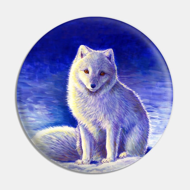 Peaceful Winter Arctic Fox Pin by rebeccawangart