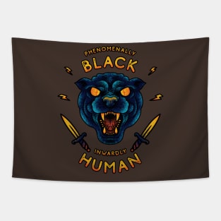 Phenomenally Black Inwardly Human | Black Panther Party | Black Owned BLM Black Lives Matter| Black Panthers |Tattoo Style Logo Tapestry