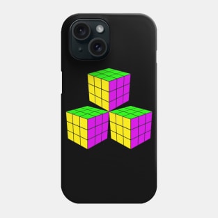 Three Rubik Cubes in a Triangle - Yellow, Green and Pink Phone Case