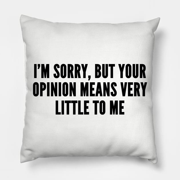 Sarcastic - I'm Sorry But Your Opinion Means Very Little To Me - Funny Joke Slogan Statement Humor Pillow by sillyslogans