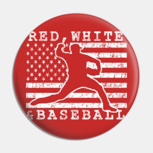 Red White and Baseball American Flag USA pitcher Baseball Pitching Pin