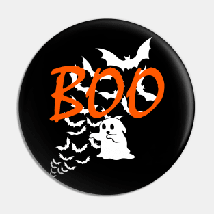 Boo Ghost Halloween Spooky Bats and Ghosts Pin