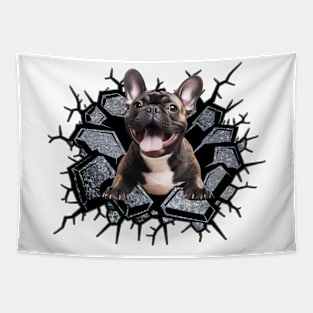 Funny French Bulldog Wall Crack Dog Lover Tapestry