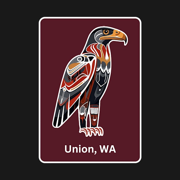 Union Washington Native American Indian American Red Background Eagle Hawk Haida by twizzler3b