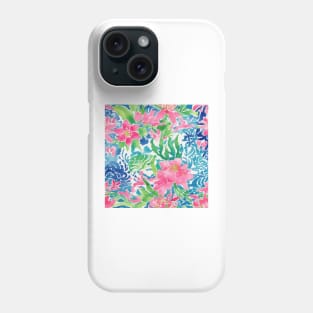 Preppy colors watercolor flowers and leaves Phone Case