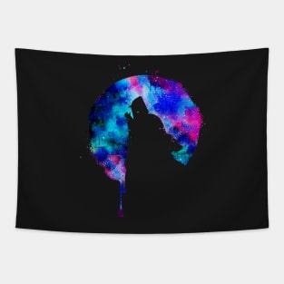 Howling Wolf Moon Space Galaxy Drips Hipster Trend Gift T-Shirt Tapestry