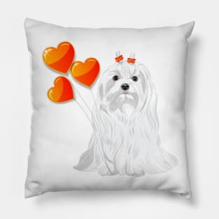 Valentine card with a dog Maltese Pillow