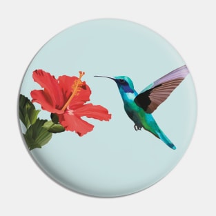 Flying Humming Bird Hibiscus flower Pin