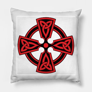 Red Celtic Cross Abstract Art Pillow