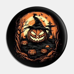 Scary Pumpkin Ghost on Halloween Pin