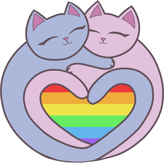 Rainbow Pride Heart Cats Kawaii Kids T-Shirt by xenotransplant