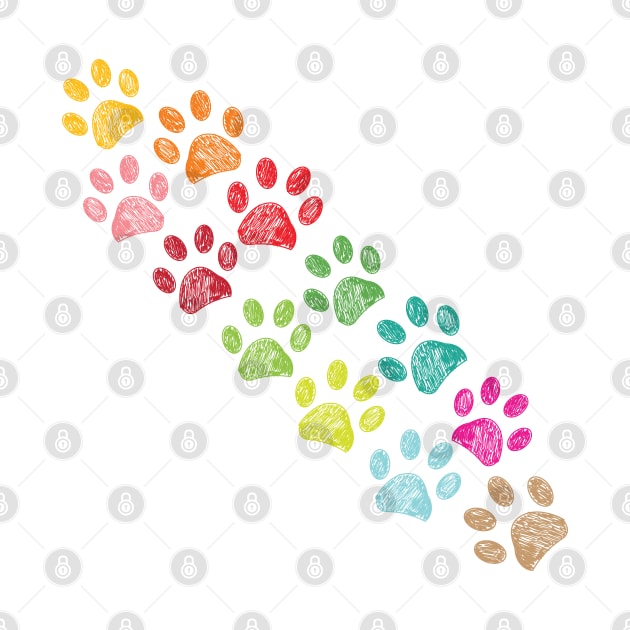 Colorful paw print vector background by GULSENGUNEL