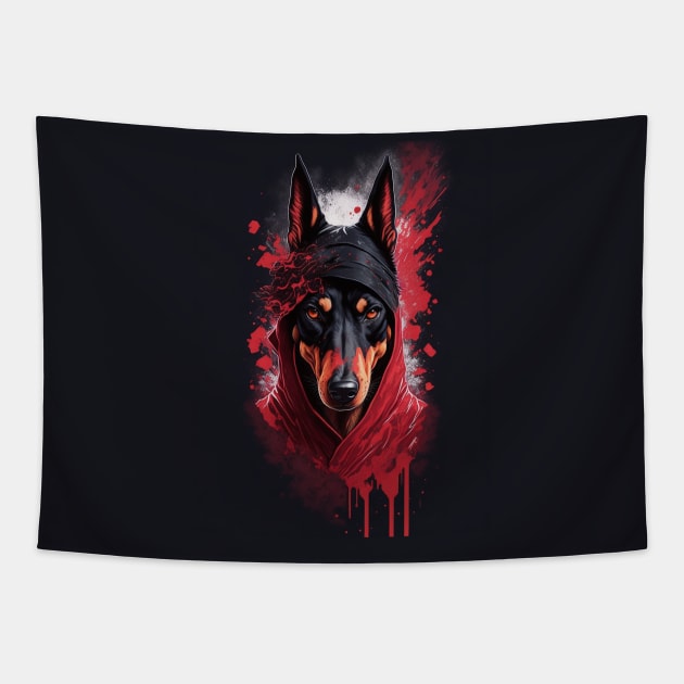 Evil Ninja Dobermann Tapestry by AySelin