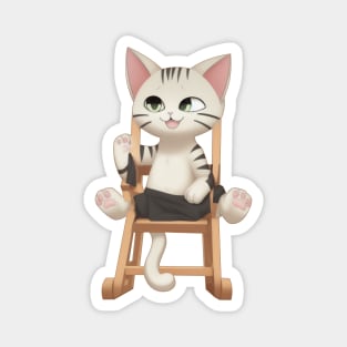 Funny Cat on a Folding Chair Magnet