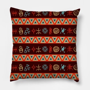 Multicolor geometric native south american indigenous pattern with colorful petroglyphs Pillow