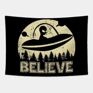 Vintage Believe Alien UFO Tapestry