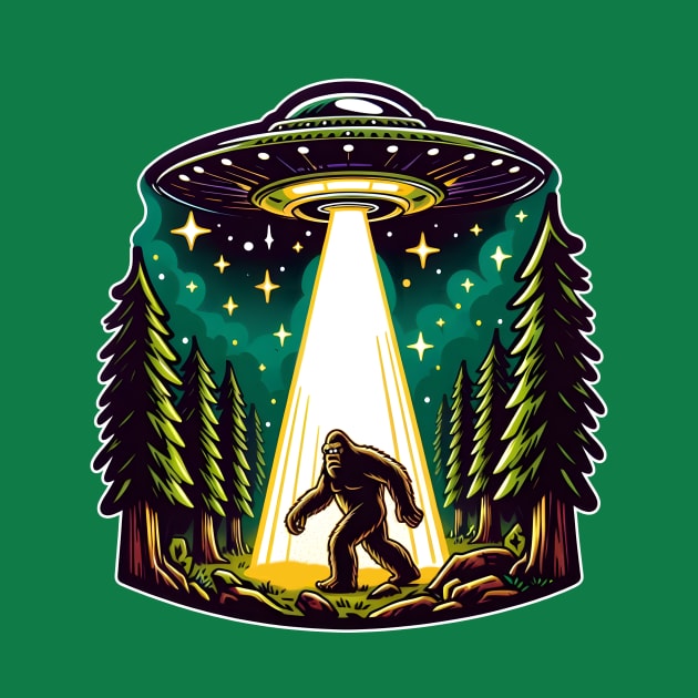 Bigfoot UFO Abduction by WolfeTEES