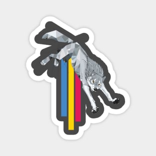 Grey wolf with primary color streak Magnet