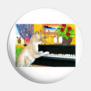 Funny Cat playing piano Cat 506 Pin